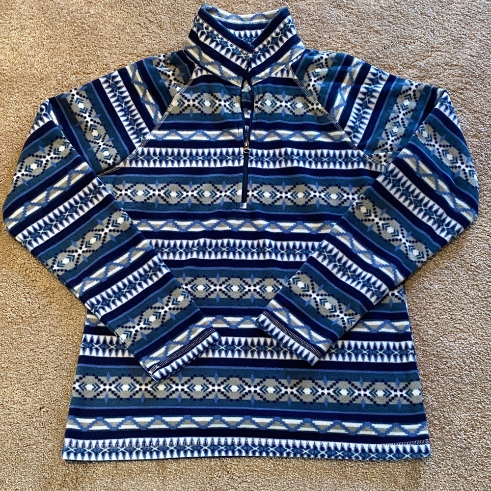 Eddie Bauer Quarter Zip L/S Cozycore Fleece blue White Size SMALL (2023)